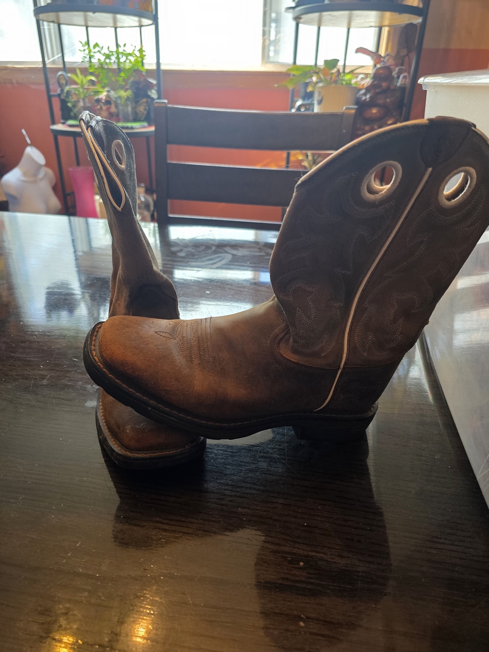 Ariat Brown and Dark Brown Women's Western Pull-On Heeled Boots